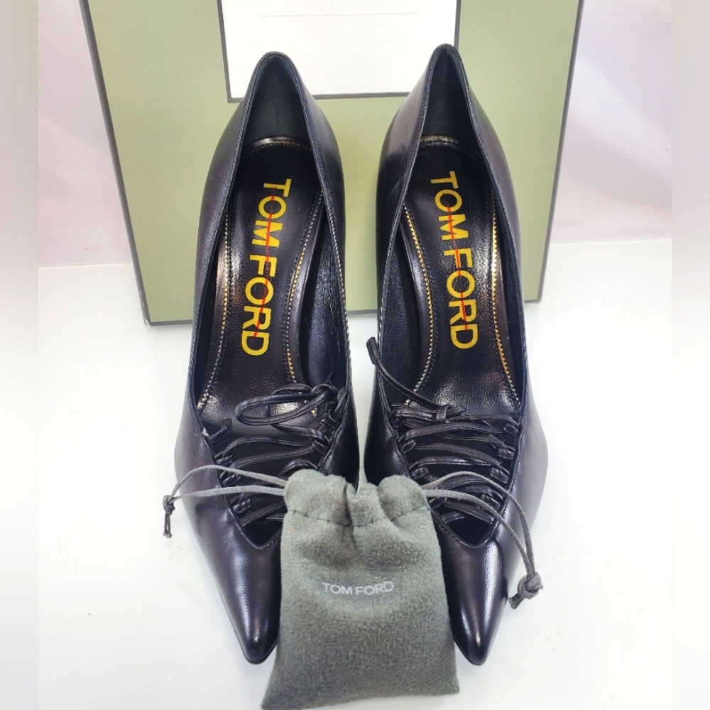 NWD $1,450 Tom Ford Corset 105mm Black Leather Pumps Heels Sz 39.5 9.5
